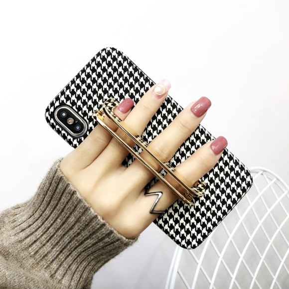 ❤️Uniq Retro Houndstooth Fabric iPhone case - Picture 1 of 5
